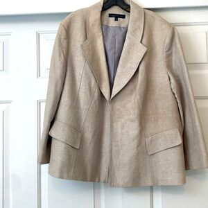 AK Anne Klein Linen-Blend Blazer, Khaki Metallic Shimmer, 22W